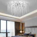 Ljojo Luxury Chrome Crystal LED Ceiling Chandelier Light - Silver Crystal Ceiling Light