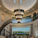 Ljojo Luxury Black Crystal Chandelier for High Ceiling Living Room Staircase Decor