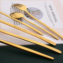 Gold Stainless Steel Cutlery Set by Ljojo - 24Pcs Western Tableware Flatware
