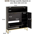 Ljojo™ Shoe Storage: 2 Flip Drawers, Side Cabinet, LED Light, Charging Station