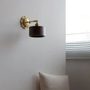 Ljojo LED Wall Sconce Switch Light Walnut Ash Wood Copper Arm Lampara Pared