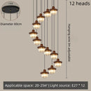 French Retro Staircase Chandelier Solid Wood and Glass for Luxe Staircase Decor by Ljojo