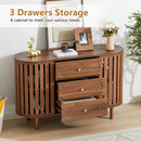 Ljojo™ Fluted Wooden Sideboard Buffet with Drawers and Shelves
