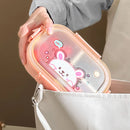 Ljojo 3-Compartment Portable Plastic Lunch Box for Kids - Microwave Safe