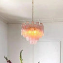 LED Pink Clear Glass Chandelier Stylish Designer Texture for Staircase Decor by Ljojo