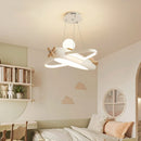 Ljojo Modern Airplane Pendant Lamp for Kids Boy Bedroom Blue Cream Chandelier