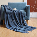 Ljojo Luxury Caramel Knitted Throw Blanket with Wave Tassels