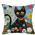 Colorful Cats & Flowers Pillow Covers by Ljojo - Sofa, Bedroom, Car Pillow Cover
