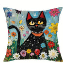 Colorful Cats & Flowers Pillow Covers by Ljojo - Sofa, Bedroom, Car Pillow Cover