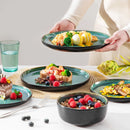 Ljojo 18Pc Green Reactive Glaze Stoneware Dinnerware Set