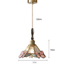 Antique Brass Stained Glass Chandelier Japanese Style Butterfly Lamp by Ljojo