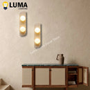 Ljojo Japanese Yellow Travertine Glass Ball Wall Sconce - Modern Stone Lamp