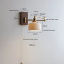 Ljojo LED Walnut Ash Wood Wall Sconce with Pull Chain Switch