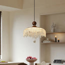 Ljojo Vintage Water Drop Pendant Chandelier, Walnut LED Light for Restaurant Bedroom Bar