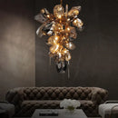 Ljojo Luxury Villa Glass Shades LED G9 Chandelier Living Room Stairs Art Metal Chandelier