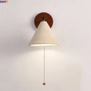 Ljojo LED Wall Lamp Switch Bedroom Yellow Travertine Stone Black Iron Zen Light
