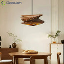 Medieval Bauhaus Wooden Triangular Frame LED Pendant Lights for Living Room by Ljojo