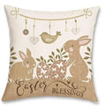 Easter Rabbit & Cross Egg Print Pillow Cover for Farmhouse Decor by Ljojo