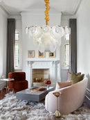 French Milk-white Glass Ceiling Chandelier Gold Lighting by Ljojo – Elegant Bedroom Decor Hanglamp