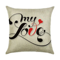Ljojo Linen Pillowcase 45*45cm for Household Sofa Decor - Love Letter Series