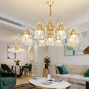 American Iron Chandelier Living Room Light | Retro Bedroom Crystal Hanging Lamp by Ljojo