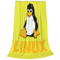 Ljojo Linux Tux Penguin Logo Fleece Throw Blanket for Programmer Geek Nerd Home Decor.