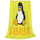 Ljojo Linux Tux Penguin Logo Fleece Throw Blanket for Programmer Geek Nerd Home Decor.