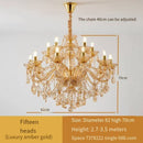 Ljojo Luxury Crystal Chandelier for Living & Dining Room - Elegant Golden Villa Candles Hanging Light
