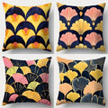 Ljojo Maple Leaf Checkered Printed Sofa Pillow Cover Set, 17.7" x 17.7", Home Decor