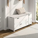 Ljojo™ Shoe Storage Bench with Lift Top, Cushioned Seat, Adjustable Shelf