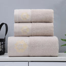 Ljojo Luxury Grey Cotton Towels Set: 1 Bath Towel, 2 Hand Towels - Quick Dry & Absorbent
