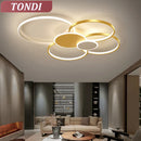Ljojo LED Ring Ceiling Light - Gold/Black Chandelier for Home Decor