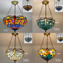 Ljojo Mediterranean Tiffany Glass Pendant Light Chandelier with LED Home Deco