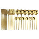 Ljojo 24-Piece Stainless Steel Champagne Gold Cutlery Set