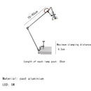 Chrome Metal Long Arm Desk Light Adjustable Angle for Bedroom Table Reading Study by Ljojo