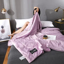 Ljojo Luxury Silk Quilt Queen Comforter Ultra-Soft Spring/Summer Satin Quilted High-End