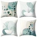 Bohemian Abstract Cyan & White Throw Pillow Covers by Ljojo - Set of 4