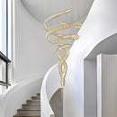 Modern Silvery Gold K9 Crystal Stair Chandelier Pendant - Luxury Indoor Lighting by Ljojo