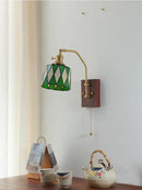 Japanese Retro Wall Lamp Brass Tiffany Shade LED Bedroom Bedside Light Ljojo