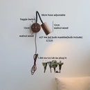 Ljojo LED Wall Lamps Indoor Art Square Round Ash Wood Lampshade Stair Light