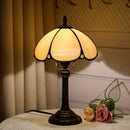 8 inch Modern Stained Glass Bedside Table Lamp - Beige Lampshade for Living Room by Ljojo