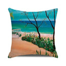 Blue Tropical Cushion Cover by Ljojo: Relaxing Beach Scene Decor for Sofa, Bedroom, Car