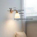Ljojo LED Wall Light Fixture Wood Canopy White Glass Nordic Modern Plug In Sconce