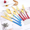 Ljojo 16-Piece Mirror Black Stainless Steel Cutlery Set for Kitchen Tableware