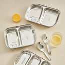 Ljojo 304 Stainless Steel Dinner Plate - Large Capacity, Durable, for Kids & Students