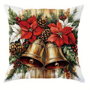 Festive Poinsettias & Bells Pillow Covers by Ljojo - Decorative Cushion Cover for Sofa, Bedroom & Car
