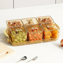 Ljojo 4/6 Grids Plastic Food Tray Dual Handle Snack Fruit Organizer