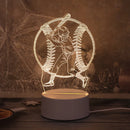 3D Baseball Boy Acrylic Visual Night Light for Bedroom Decor by Ljojo