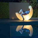 Ljojo Luminous Moon Lounge Chair & Floor Lamp Set for Outdoor Terrace & Courtyard