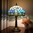 Ljojo 12-Inch Stained Glass Table Lamp with Bee Wave Shell Lampshade